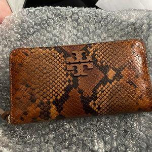 Tory burch embossed snakeskin wallet